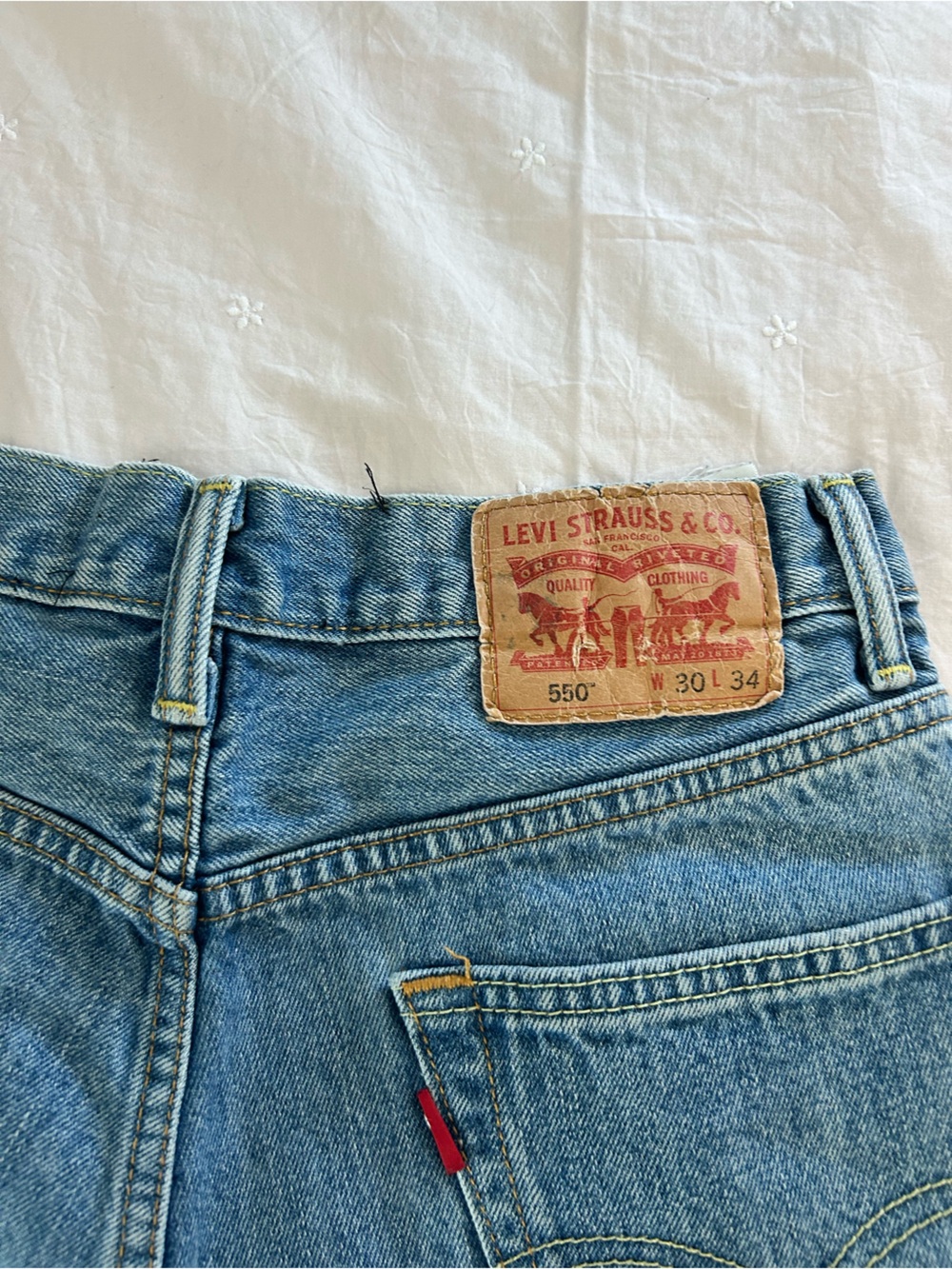 Vintage Levi’s 550 High-Waisted Cutoff Denim Shorts - Blue - Picture 3 of 4
